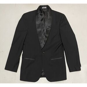 FERRECCI‎ Black Slim Fit Tuxedo Jacket 36R Shawl Lapel 1 Button Formal Blazer
